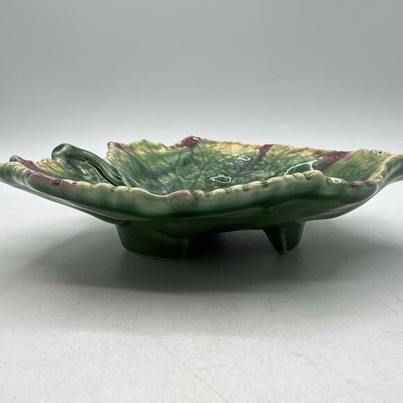Vintage Bordallo Pinheiro Grape Leaf Candy Dish Autumn 7.25" Portugal Majolica - Picture 3 of 6